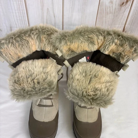 The North Face Nuptse Purna Waterproof Mid-Calf Faux Fur Boots Ivory Size 8.5 - Picture 11 of 16
